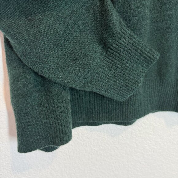 Lands End Cashmere Sweater Forest Green Quarter Zip XL Tall Long Holiday - Picture 5 of 11